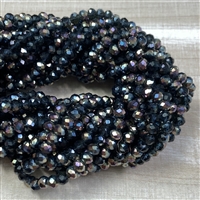 kelliesbeadboutique.com | 4x3mm Dark Olive Green Rainbow Plated Chinese Crystals