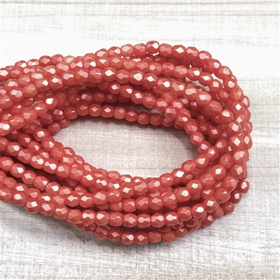 kelliesbeadboutique.com | 3mm Firepolish Metallic Coral