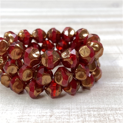 kelliesbeadboutique.com | 8mm Baroque Beads Ruby Red with Bronze Finish