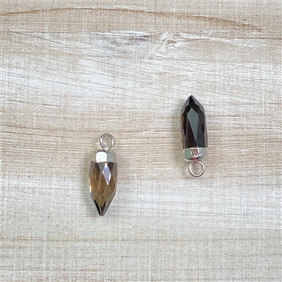 kelliesbeadboutique.com | 17x5mm Smokey Quartz Spikes - Silver Electroplated