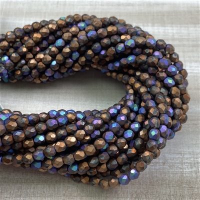 kelliesbeadboutique.com | 4mm Opaque Matte Brown Iris Firepolish Bead Strands