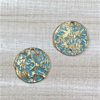 kelliesbeadboutique.com | Hammered Pewter Connector - Blue Patina