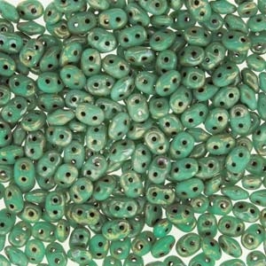 Turquoise Green Picasso Super Duo Beads