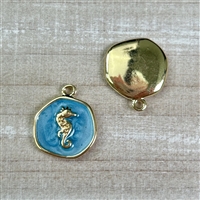 kelliesbeadboutique.com | 14x16mm Blue Enamel Seahorse Charm