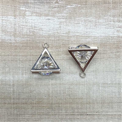 kelliesbeadboutique.com | 12.5mm Brass Open Triangle Charm with 8mm Cubic Zirconium