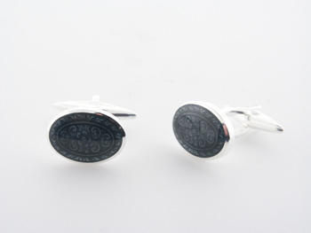 CUF1010 Sterling Silver Enamel Cuff Links