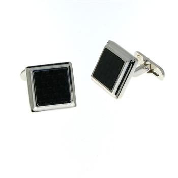 CUF1018 Sterling Silver Onyx Cuff Links