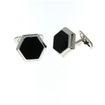 CUF1019 Sterling Silver Onyx Cuff Links