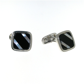 CUF1024 Sterling Silver Onyx Cuff Links