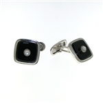 CUF1026 Sterling Silver Onyx Cuff Links