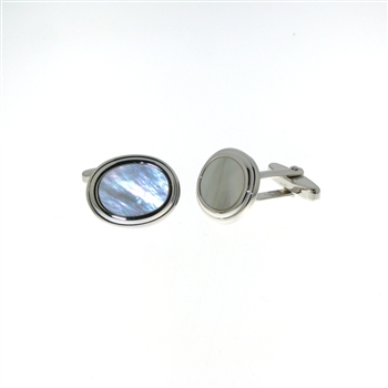 CUF1027 Sterling Silver Mother-of-Pearl Cuff Links
