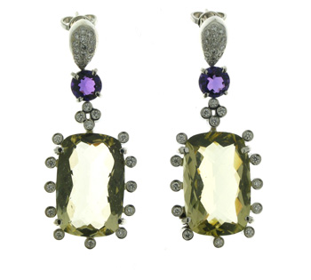 E000006 18k White Gold Lemon Quartz Earrings