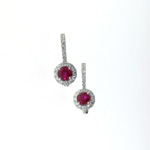 EDC01019 18k White Gold Diamond Ruby Earrings