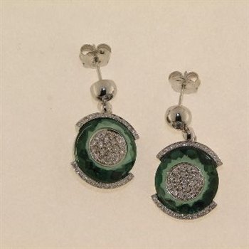 EDC01059 18k White Gold Green Quartz Earrings