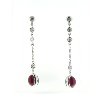 EDP0012 18k White Gold Diamond Ruby Earrings