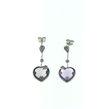 EDP0020 18k White Gold Diamond Amethyst Earrings