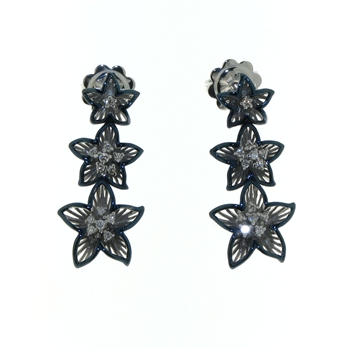 EDP0032 18k White Gold Diamond Enamel Earrings