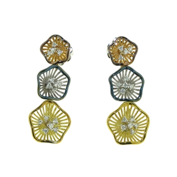 EDP0034 18k Rose, White & Yellow Gold Diamond Earrings