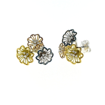 EDP0035 18k Yellow, Rose, & White Gold Diamond Earrings