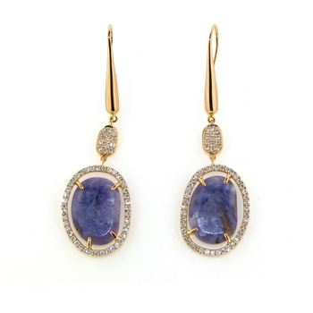 EDP01211 18k Rose Gold Diamond Amethyst Earrings
