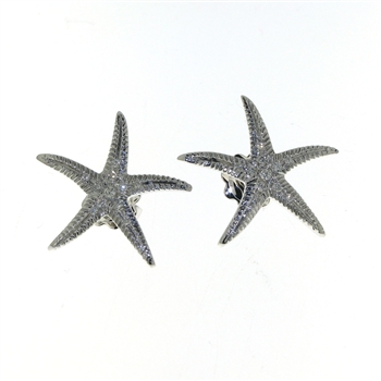 EDP01223 18k White Gold Diamond Starfish Earrings