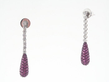 EDP2037 18k White Gold Diamond Ruby Earrings