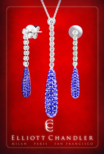 EDP2061 18k White Gold Diamond Sapphire Earrings