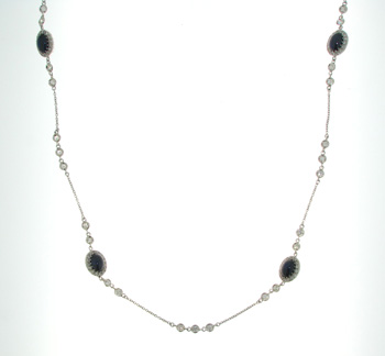 NEC1065 18k White Gold Diamond Sapphire Necklace