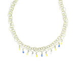 NEC1085 18k White & Yellow Gold Diamond Sapphire Necklace