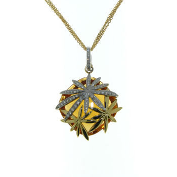 P000013 18k White & Yellow Gold Diamond Citrine Pendant