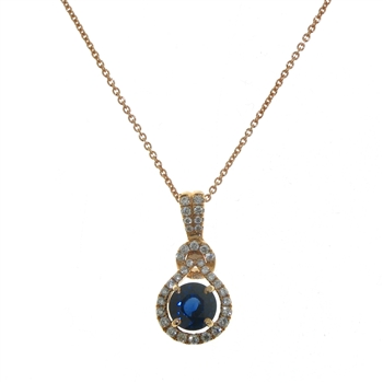 PLD0050 18k Rose Gold Diamond Sapphire Necklace