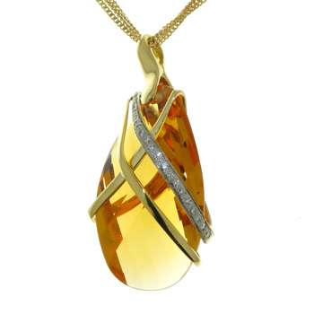 PLD01008 18k Yellow Gold Diamond Citrine Pendant
