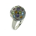 R000018 18k White Gold Multi-Gem Ring