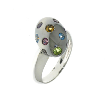 R000019 18k White Gold Multi-Gem Ring