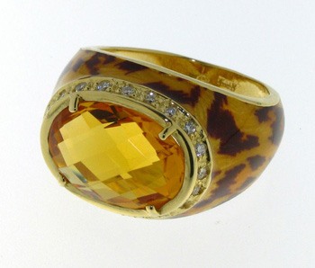 RLD0046 18k Yellow Gold Diamond Citrine Ring