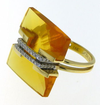 RLD0049 18k Yellow & White Gold Diamond Citrine Ring