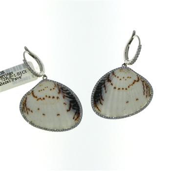 SG1008 Eos 18k White Gold Diamond Seashell Earrings