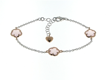 Rose White/Glass  Silver Bracelet