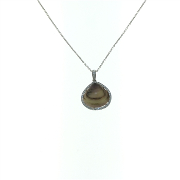 SG1065 18k White Gold Diamond Seashell Necklace