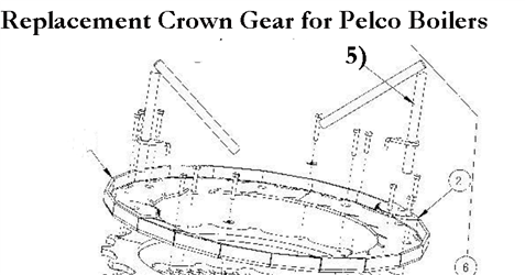 Replacement Crown Gear for Pelco 1520 Biomass & Coal Boilers. The crown is apart of the ash ring assembly for Pelco Boilers.