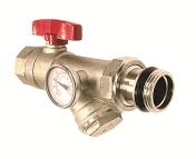 Angle Isolation Valve 1" With Thermometer, Y Strainer - Red