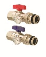 Isolation Valve 1" With Thermometer - Red Handle