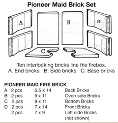 Pioneer Maid Wood Cookstove Fire Brick Set