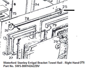 Waterford Stanley Bracket Towel Rail R/H Black Enamel