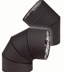 VDB0630F - 6" Ventis Double-Wall Black Stove Pipe, 30 Degree Fixed Elbow,  430 Inner/Satin Coat Steel Outer       