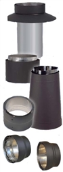 VDB08SA - 8" Ventis Double-Wall Black Stove Pipe, Stove Adapter                   