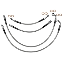 S/S Braided Brake Hose Kit: BMW K100, K100RT, K100LT; 34 32 1 451 571, 34 32 1 457 852, 34 32 1 450 555 / Venhill