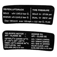 Cockpit Sticker Kit BMW R100RS pre 1980 /  Heritage Stickers