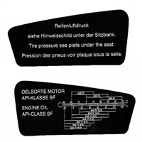 Cockpit Sticker Kit BMW R80RT & R100RT (oil diagram) /  Heritage Stickers