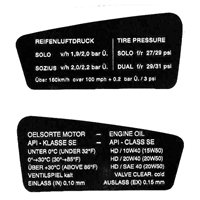 Cockpit Sticker Kit BMW R80RT & R100RT (oil text) /  Heritage Stickers